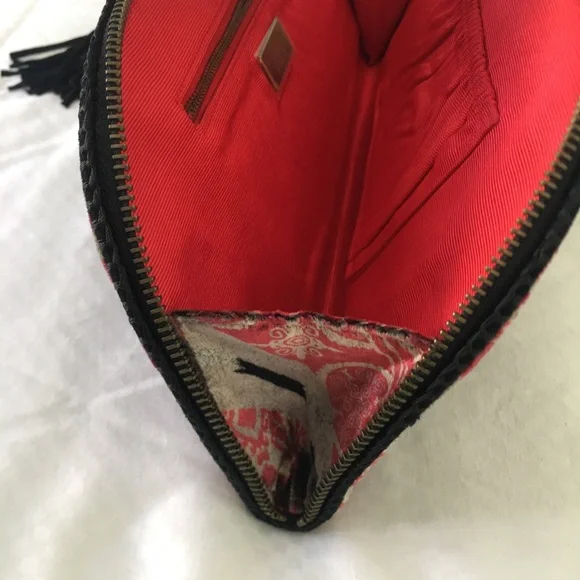 Shanghai Tang half moon velvet evening bag clutch